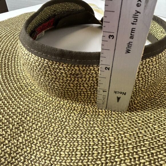 San Diego Hat Company Tan Ultrabraid Large Brim Visor with Brown Ribbon Trim - Picture 10 of 13